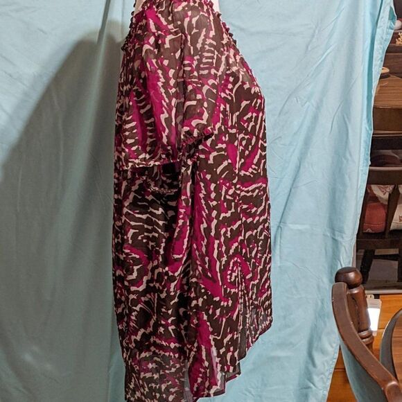 🆕NWT ANA FULLY LINED BERRY PURPLE COMBO SHEER SHIRT - 3X - Picture 2 of 8